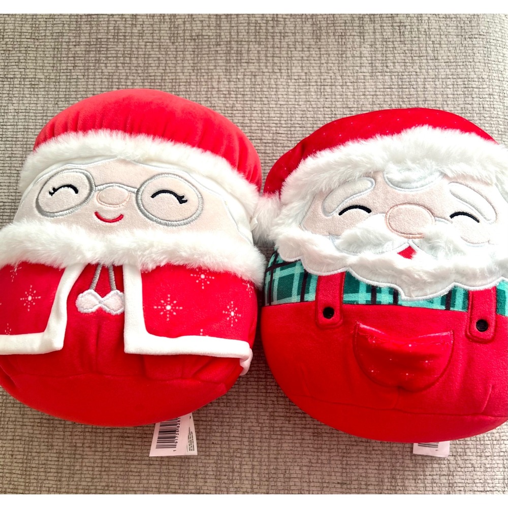 Squishmallows Santa & Mrs. Claus Christmas Plush Set Holiday Squishy Pair
